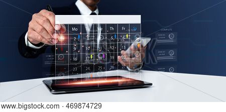 Calendar And Organizer's Agenda Appointment Reminder Timetables And Agendas Are Used By Event Planne