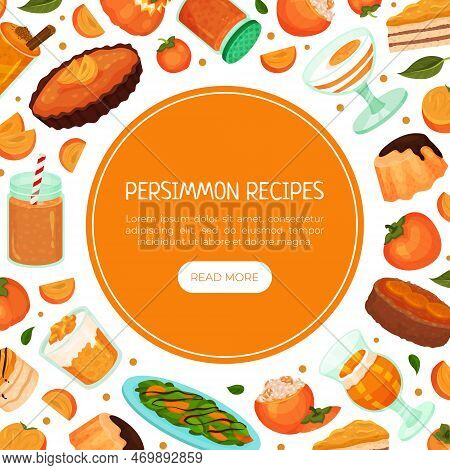 Persimmon Recipes Landing Page Template. Tasty Desserts Made Of Persimmon Fruit Website, Homepage Ca