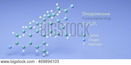 Drospirenone Molecule, Molecular Structures, Contraceptive Drug, 3d Model, Structural Chemical Formu