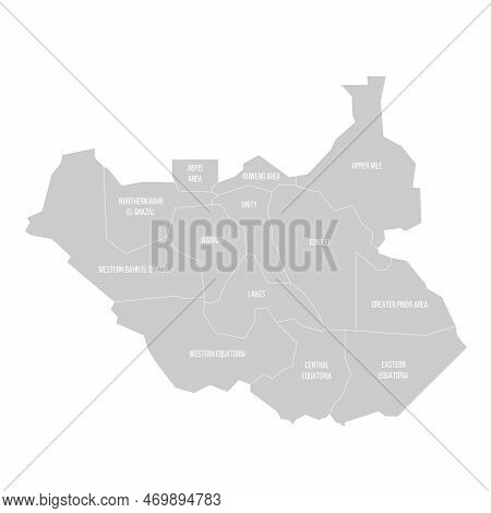 South Sudan Political Map Of Administrative Divisions - States, Administrative Areas And Area With S