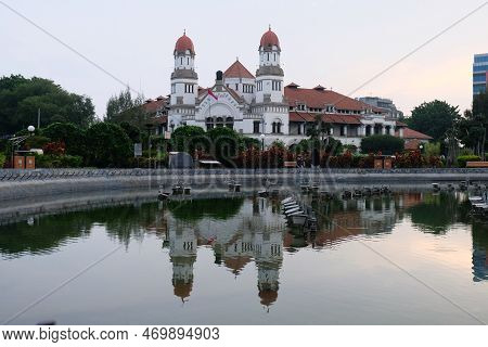 Semarang, Indonesia - 15 January 2022: The Famous Colonial Building In Semarang, Indonesia Called La