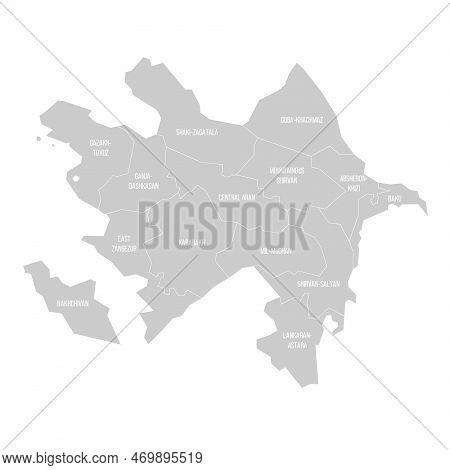 Azerbaijan Political Map Of Administrative Divisions - Districts, Cities And Autonomous Republic Of 