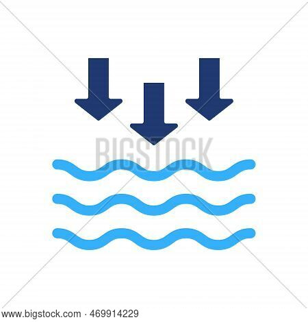 Low Tide Silhouette Icon. Waves On The Sea Or Ocean Color Icon. Vector Isolated Illustration