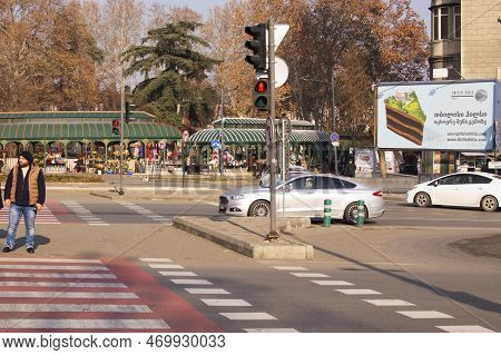 Tbilisi, Georgia - January 18 , 2023: A Flower Market At The Orbeliani Square In The Downtown Tbilis