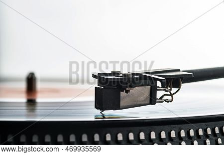 Turntable Vinyl Record Player. Sound Technology For Dj To Mix & Play Music. The Needle On A Vinyl Re