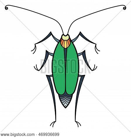 Green Cockroach Icon. Decoartive Insect. Wild Bug