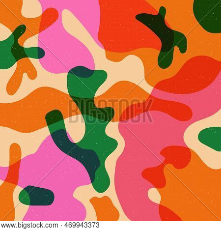 Colorful Geometric Shape Background In Trendy Riso Graph Print Texture Style.