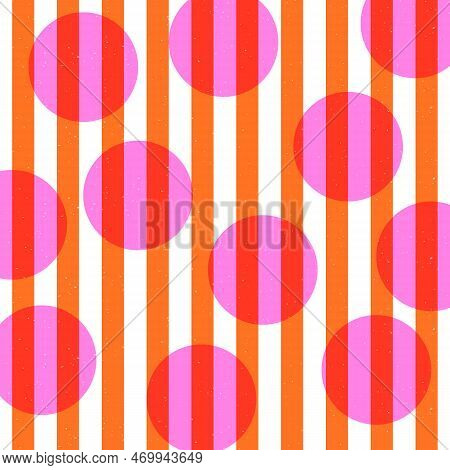 Colorful Geometric Shape Background In Trendy Riso Graph Print Texture Style.