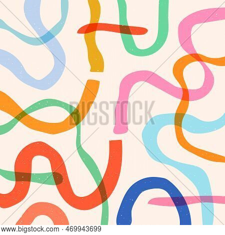 Colorful Geometric Shape Background In Trendy Riso Graph Print Texture Style.