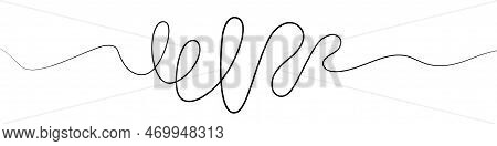 Abstract Black Wavy Line, Isolated On White Background. Vector Wiggly Line Banner
