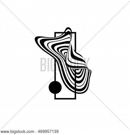 Hypnotic Optical Vector Illustration. Abstract Multidimensional Waves, Rectangle And A Circle.