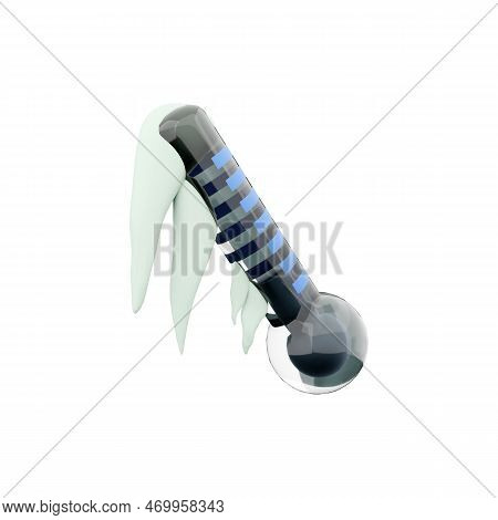 3d Rendering Low Degree Thermometer Covered With Snow Icon. 3d Render Cold Weather Meteorology Therm
