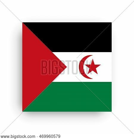 Sahrawi Arab Democratic Republic Flag - Flat Vector Square With Sharp Corners And Dropped Shadow.