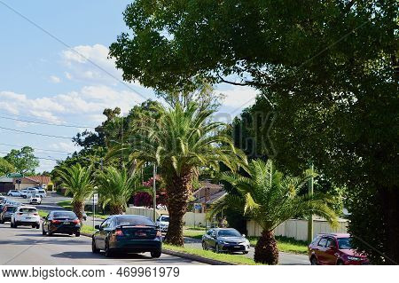 Vehicles On A Suburban Street In Sydney, Australia. Sydney, Nsw, Australia. Feb 2023