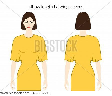 Batwing Sleeves Elbow Length Clothes Character Beautiful Lady In Yellow Top, Shirt, Dress Technical 