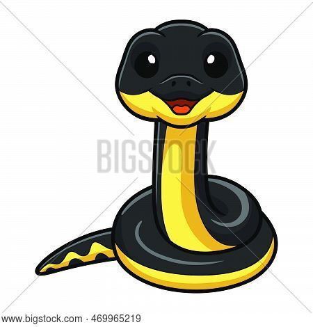 Vector Illustration Of Cute Yellow Bellied Sea Snake Cartoon