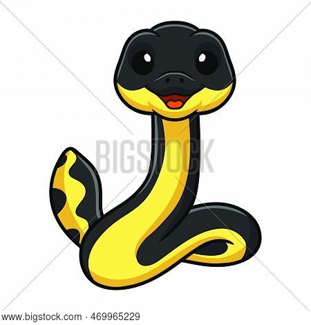 Vector Illustration Of Cute Yellow Bellied Sea Snake Cartoon