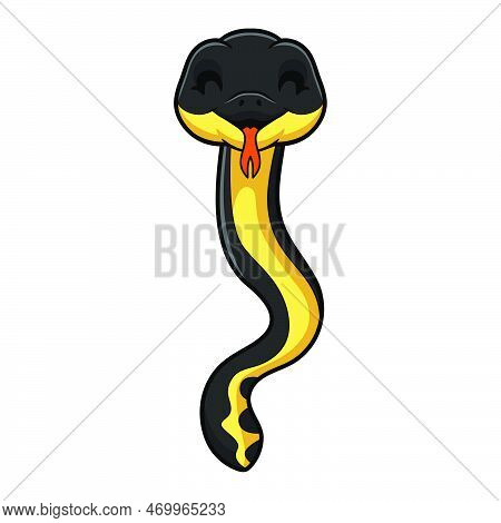 Vector Illustration Of Cute Yellow Bellied Sea Snake Cartoon