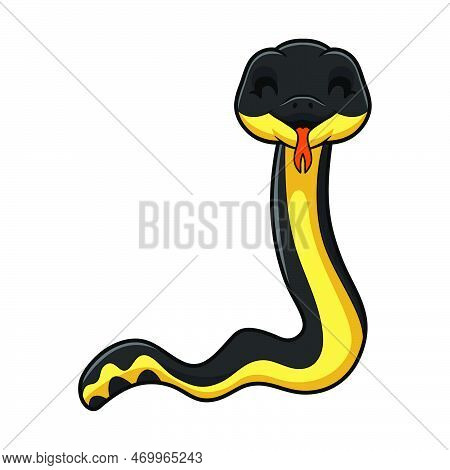 Vector Illustration Of Cute Yellow Bellied Sea Snake Cartoon