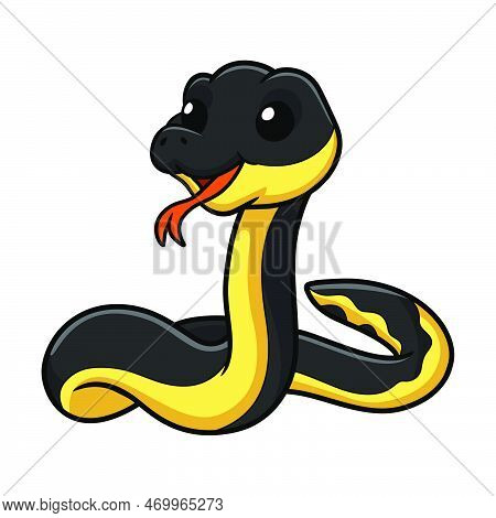 Vector Illustration Of Cute Yellow Bellied Sea Snake Cartoon