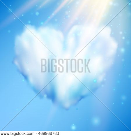 Cloud In Form Of Heart Against Blue Sky. Valentine S Day. Eps 10 Vector File