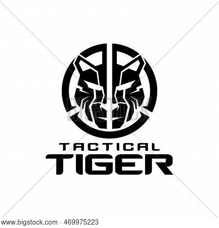 Tactical Tiger Logo Design Vector Illustration Template