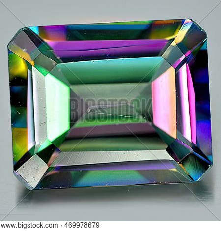 Natural Gemstone Mystic Quartz Isolated On White Background