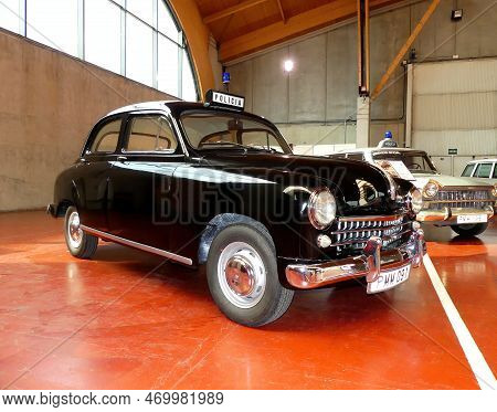 Teruel, Spain, 5-5-2017, Police Patrol Vehicle, Seat 1400 B, First Models Used By The Spanish Nation