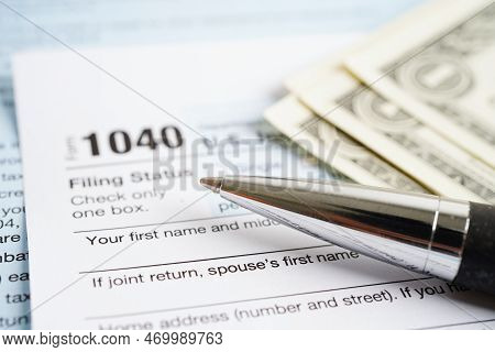 Tax Form 1040 U.s. Individual Income Tax Return, Business Finance Concept.