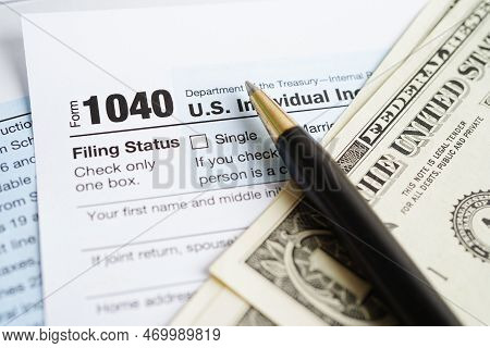 Tax Form 1040 U.s. Individual Income Tax Return, Business Finance Concept.
