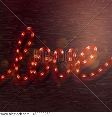 Love Lighted Up In Red Neon Colors. Eps 10