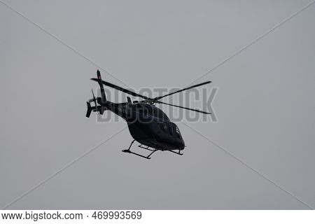 Zurich, Switzerland, January 20, 2023 Bell 429 Global Ranger Helicopter Is Departing From The Intern