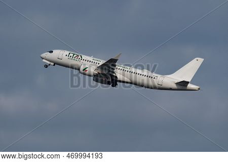 Zurich, Switzerland, January 20, 2023 Ita Italian Airlines Bombardier Cs-300 Od A220 Aircraft Taking