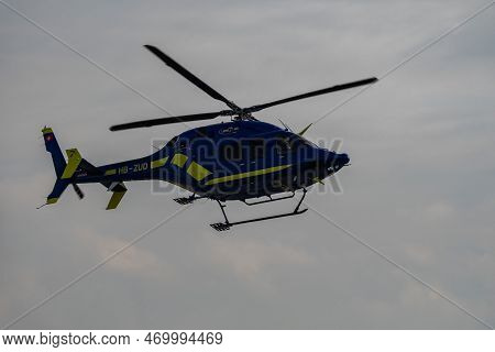 Zurich, Switzerland, January 20, 2023 Bell 429 Global Ranger Helicopter At The International Airport