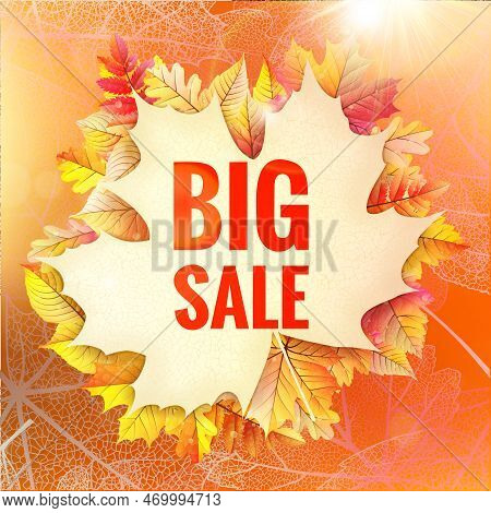 Background On A Theme Of Autumn. Sale. Eps 10 Vector File Included