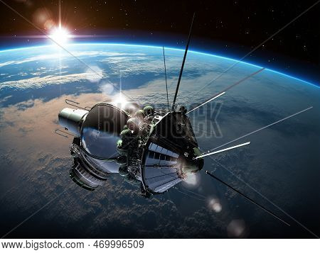 Spacecraft Voskhod 2. 3d Rendering Background. 3d Illustration
