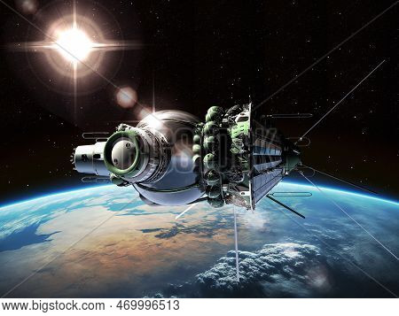 Spacecraft Voskhod 2. 3d Rendering Background. 3d Illustration
