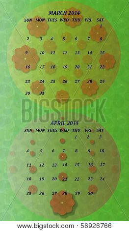 March April 2014 Calendar