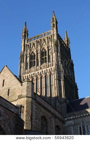Worcester Cathedral tower and south transept gable