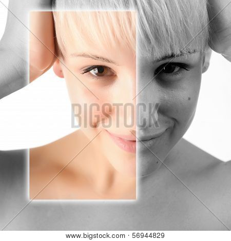 Example of beauty photo manipulation in digital software