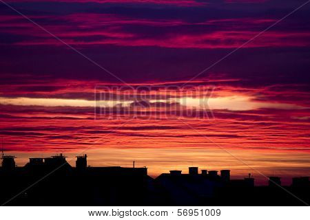 Spectacular Red And Orange Sky At Sunset