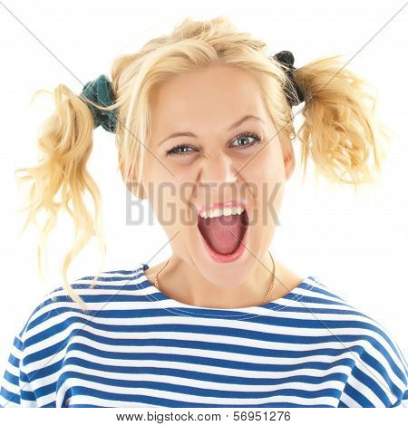Woman with a funny look on her face smiles