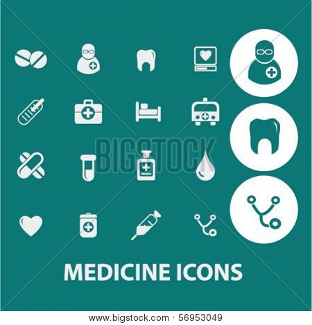 medicine, hospital icons, signs set, vector