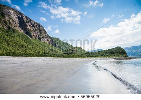 Empty Beach During Lowtide In Northern Norway