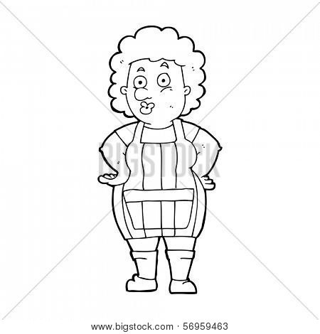 cartoon woman in kitchen apron