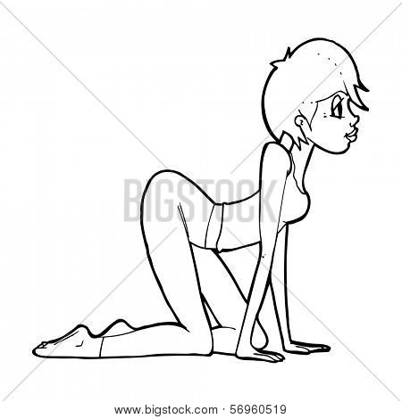 cartoon sexy woman on all fours