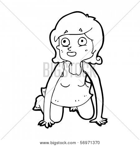 cartoon woman on all fours
