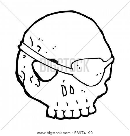cartoon skull with eye patch
