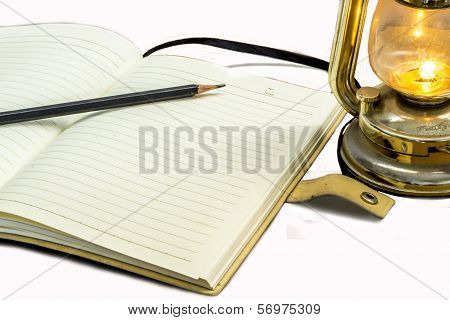Notebook and Lamp
