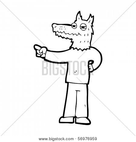 cartoon pointing wolf man
